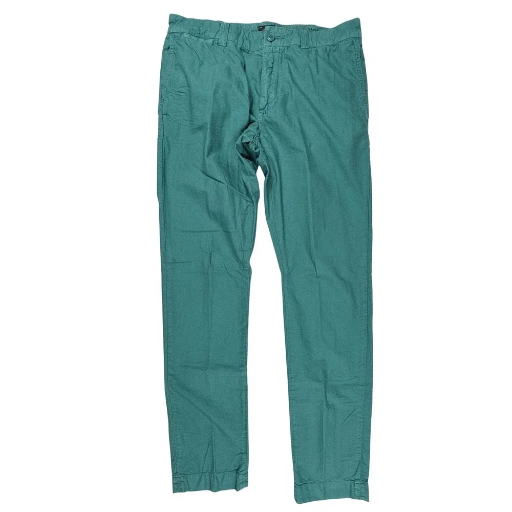 J. Crew 484 Slim Fit Sun Faded Chinos Teal Green Cotton Pants Mens 31x32